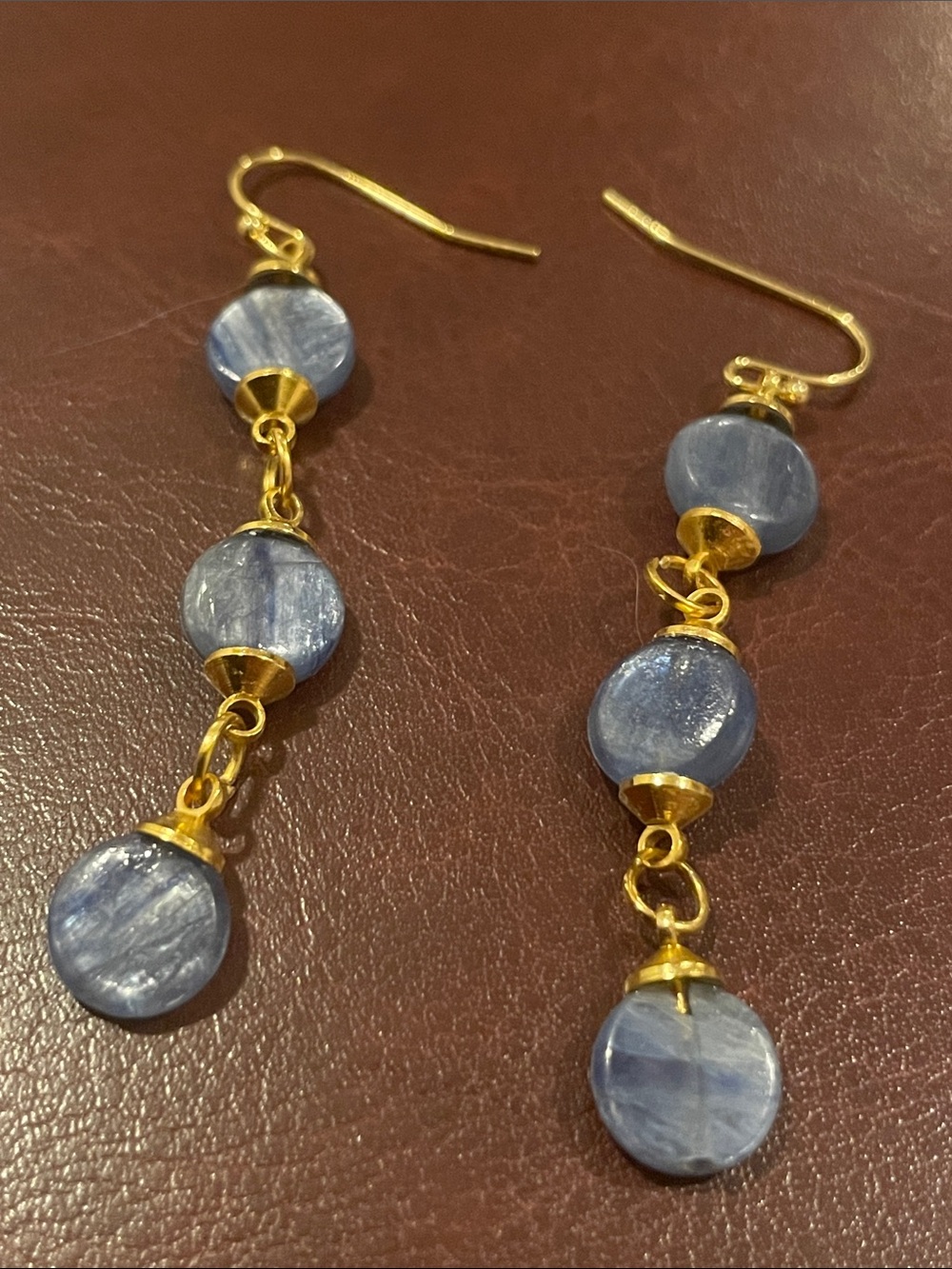 Sterling silver Gold plated Kyanite dangle Earrings